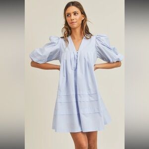 NWOT Blue Mable Puff Sleeve Mini Dress
